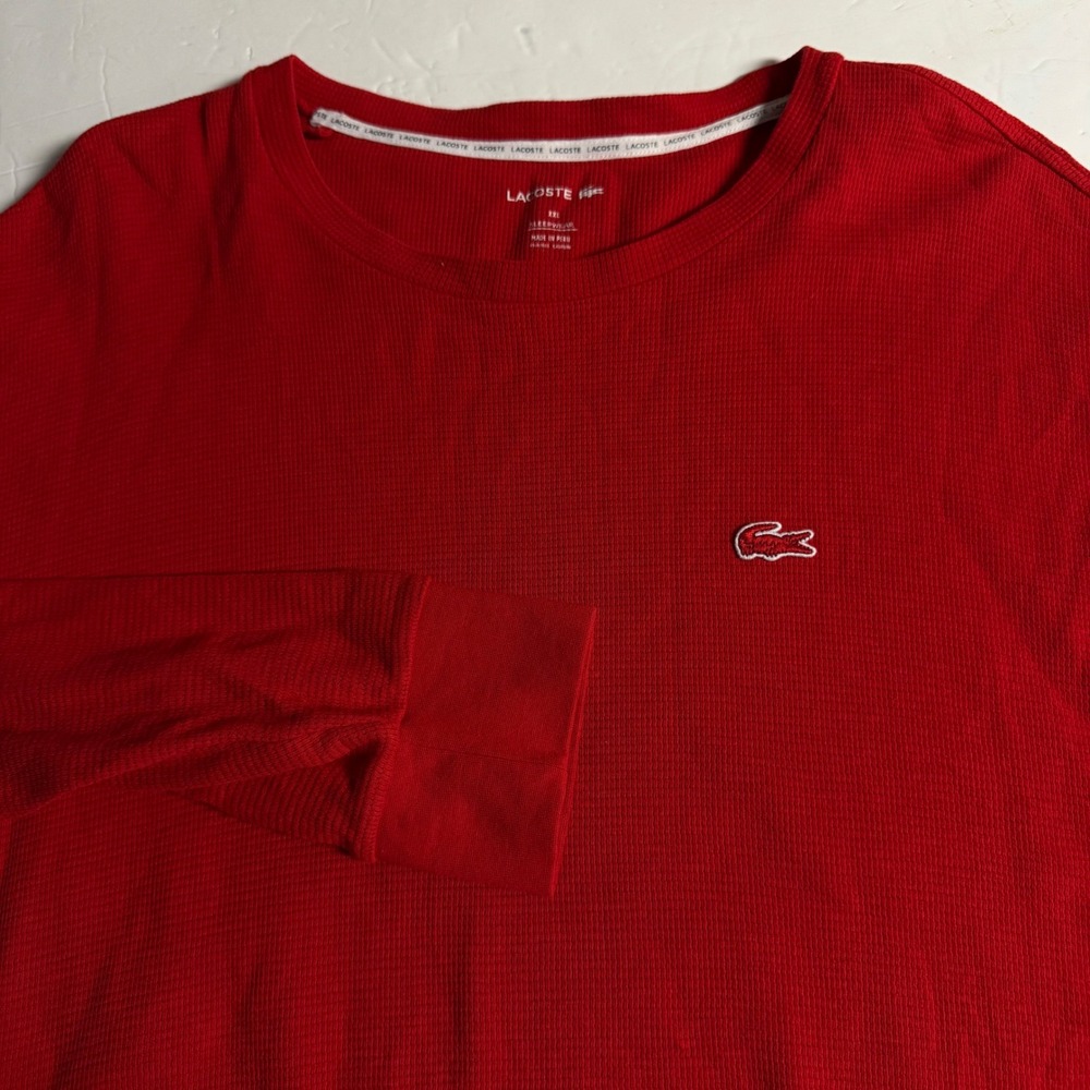 Lacoste Mens Red Thermal Long Sleeve Sleepwear Shirt XXL
